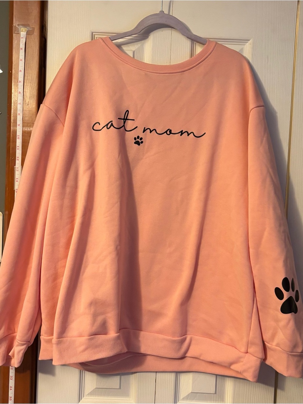 SHEIN Curve Soft Pink Orange Crew Neck Cat Mom Sweater